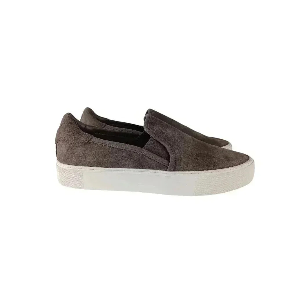 UGG Jass Shoes Women's 11 Gray Suede Leather Platform Slip On Casual Sneakers